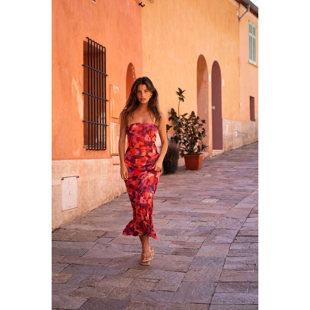 12th Tribe Avani Floral Strapless Maxi Dress Size MM